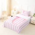 thumbnail image 5 of Manfei Pink Alphabet Print C Twin Sheets,Minimalist Geometric Striped Bedding,3pcs,1 Flat Sheet,1 Fitted Sheet and 1 Pillowcase, 5 of 6