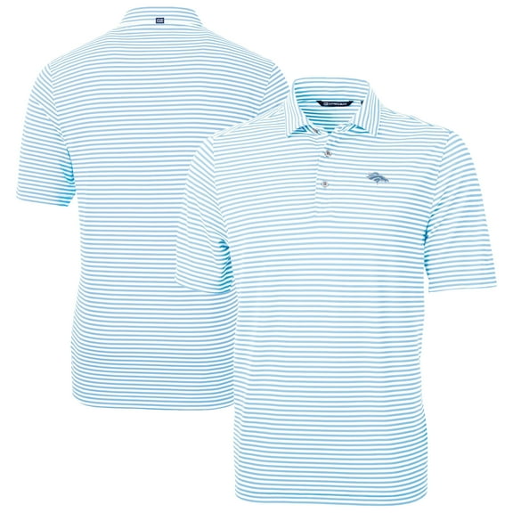 Men's Cutter & Buck Powder Blue Denver Broncos Virtue Eco Pique Stripe Recycled Polo