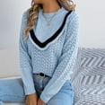 thumbnail image 4 of ClodeEU Women‘s Round Neck Knit Sweater,Knit Pullover Sweaters ,Fall Fashion Dressy Casual Basic Clothes Light Blue,Womens Plus S, 4 of 8