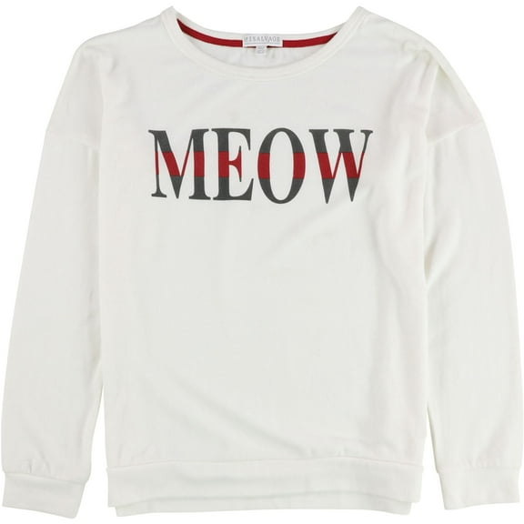 P.J. Salvage Womens Meow Pajama Sweater, Off-White, Small