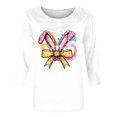 thumbnail image 4 of Camisetas Casuales de las Mujeres Impresas 3/4 Manga Cuello Redondo Blusa, Moda Ligera Superior para el Hogar Y el Uso Diario, Cómoda Imitación de la Tela Del Estante, 4 of 7
