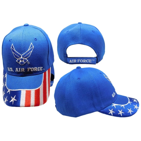 US Air Force Wings USA Patriotic Flag Royal Blue Embroidered Cap Hat (RAM) C1035