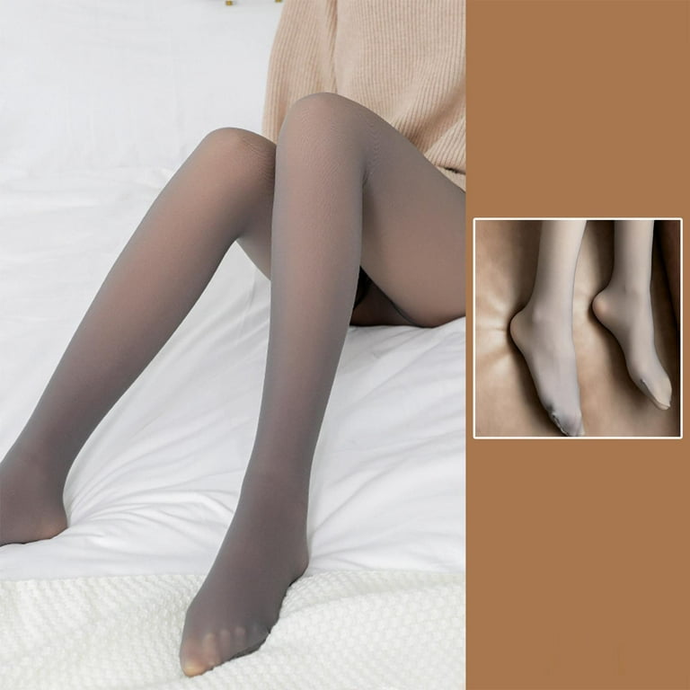 Women Fleece Tights Translucent Thermal Leggings Winter Warm