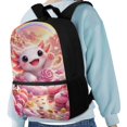 thumbnail image 4 of HUIACONG Pink Floral Axolotl School Backpack for Teen Girls Breathable Adjustable Straps Water Resistant for Elementary High School Daily Travel, 4 of 6