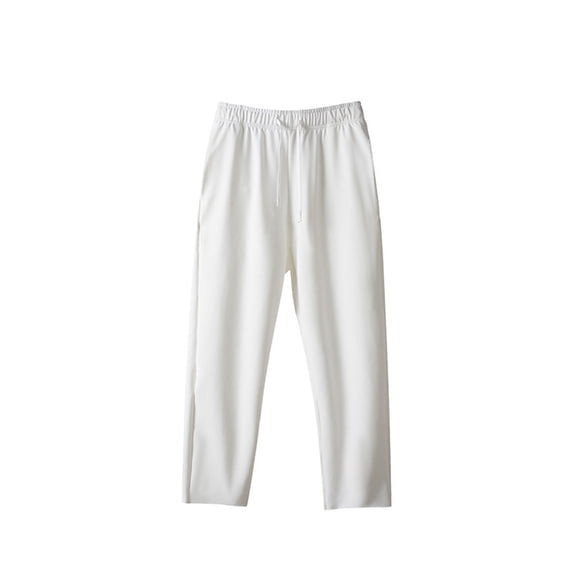 Stamzod Summer Pants for Men Solid Color Straight Leg Drawstring Capri Pants with Pocket Workout Casual Cropped Sweatpants for Men Beige XXL