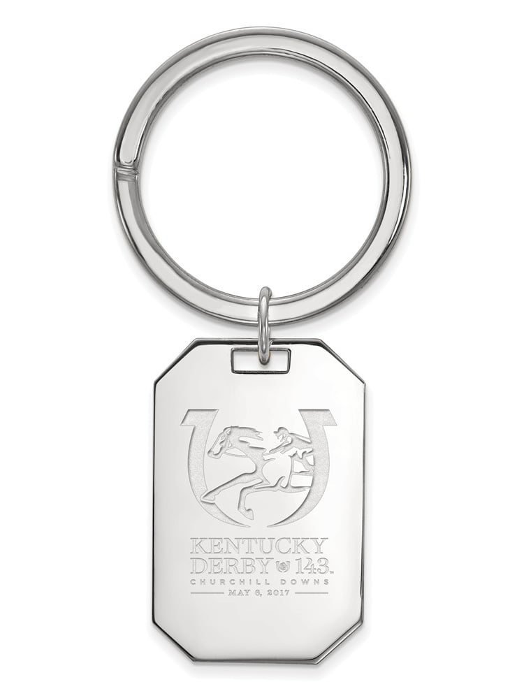 925 Sterling Silver Rhodium-plated Polished & Laser-cut Kentucky Derby Key Chain