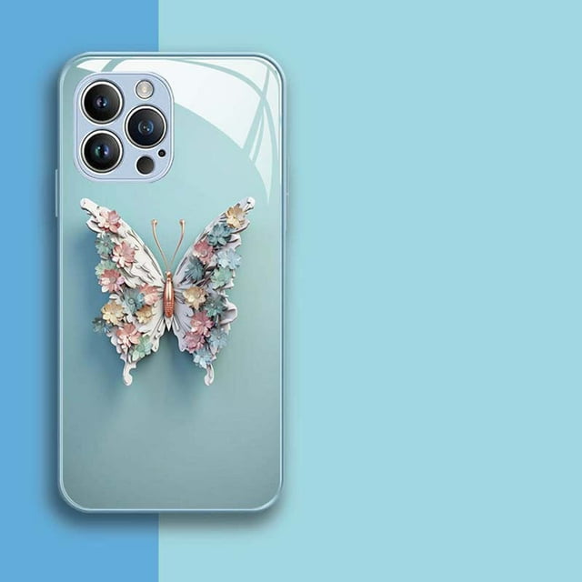 EGNMCR Phone Case Flat Pattern Glass Cover, Pattern Fashion Cute Soft TPU Shockproof Cover Phone Cover