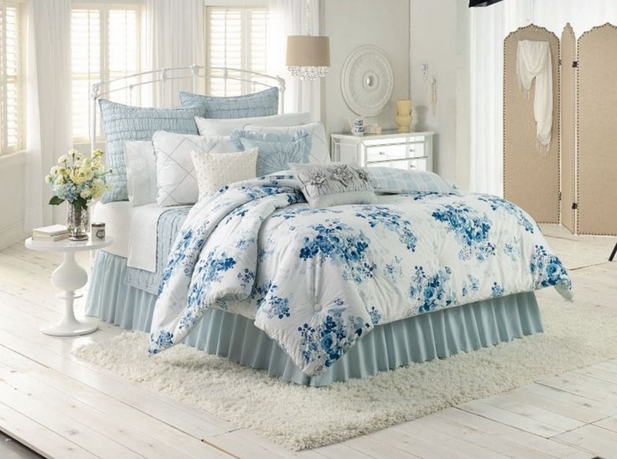 Lauren Conrad Forget Me Not Blue Floral Comforter Set Twin ...