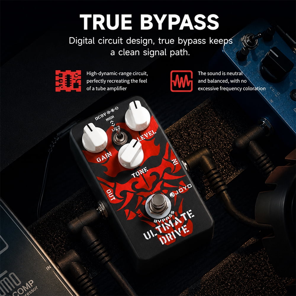 JOYO JF-02 Ultimate Drive Overdrive Distortion Effect Pedal TrueBypass for Electric Guitar
