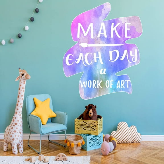 VWAQ Make Each Day A Work of Art - Artist Quotes Wall Decal - Peel and Stick Watercolor Mural - PT5 30"H X 25"W