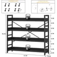 thumbnail image 3 of Adjustable Open Bookcase, Rustic Farmhouse Book Shelves, Industrial Wood and Metal Bookshelves, Mid Century Bookcase for Home Office Living Room Bedroom, 3 of 9