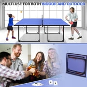 HooKung 6ft Foldable Table Tennis Table Set, Mid-Size Ping Pong Table Portable Table Tennis Game Set with Accessories