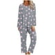 thumbnail image 2 of Puntoco Conjunto de pijama cómodo para mujer, conjunto de pijama con top y pantalones de manga larga con cuello redondo y estampado informal a la moda para mujer, 2 of 5