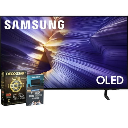 Samsung 42 inch OLED 4K S90F Smart TV (2025) Vision AI, OLED HDR+, Glare-Free Bundle with CPS Exclusive 1-Year Protection & Deco Gear Complete Home Theater Beginner's Guidebook