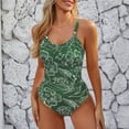 thumbnail image 5 of Zando One Piece Swimsuits for Women Tummy Control Bathing Suit Vintage Square Neck Women's Swimwear Line Flower M, 5 of 9