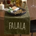 thumbnail image 2 of Bouclair Green Velvet Fa La La Table Runner, 2 of 4