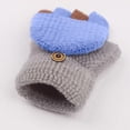 thumbnail image 3 of HNMKIU Flip Top Fingerless Kids Winter Gloves Knit Soft Mitten Convertible Baby Care Warm Grey,One Size, 3 of 8
