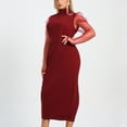 thumbnail image 4 of IROINNID Sheath Dress For Women Strapless Long Sleeve Sexy Slim-fit Bag Hip Plus Size Dress Round Neckline Solid Color Dress, 4 of 9
