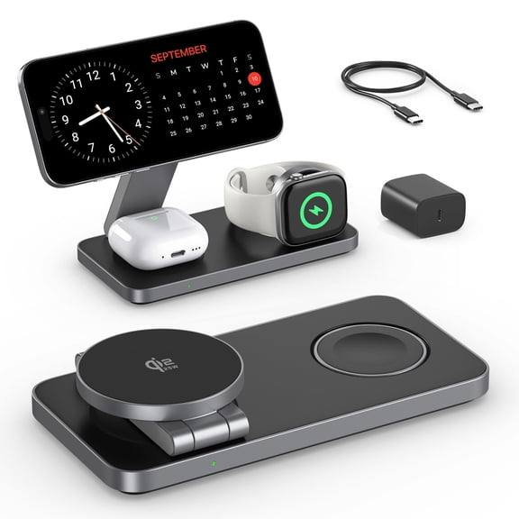 25W Wireless Charging Compatible For IPhone 17-12 Pro Max, 3-in-1 Magnetic Foldable Compatible With Apple Watch & AirPods Pro Black