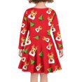 thumbnail image 3 of Renewold Baby Girl Twirl Dress for Christmas Birthday Gifts Xmas Trees Reindeer Long Sleeve Scoop Neck Skater Dresses High Waistline Knee Length Dress Size XS, 3 of 4