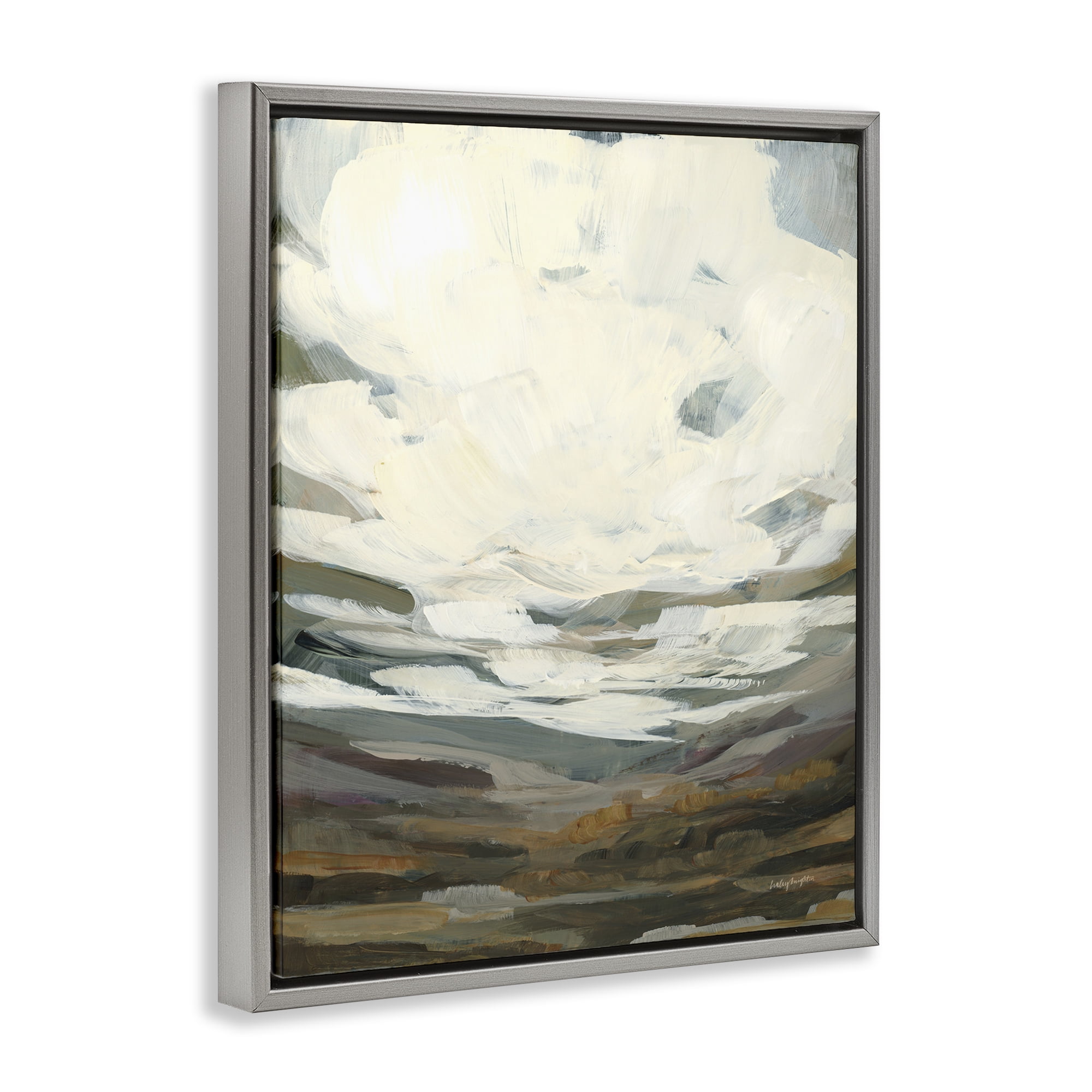 Stupell Industries Cloudy Abstract View Landscape Painting Gray Floater Framed Art Print Wall Art, 17 x 21