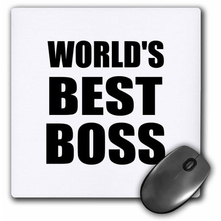 3dRose Worlds Best Boss in black - great text design for the greatest boss - Mouse Pad, 8 by