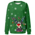 thumbnail image 4 of Fiaer Women Christmas Sweatshirts Deer Snowflakes Graphic Crew Neck Pullovers Long Sleeve Loose Fit Trendy Tops Green XL, 4 of 4