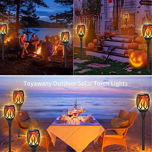 1 Pack Waterproof Flickering Flames Torches Lights Outdoor Solar Spotlights Landscape Decoration Lighting Dusk to Dawn Auto On/Off Toyawany Solar Lights Upgraded