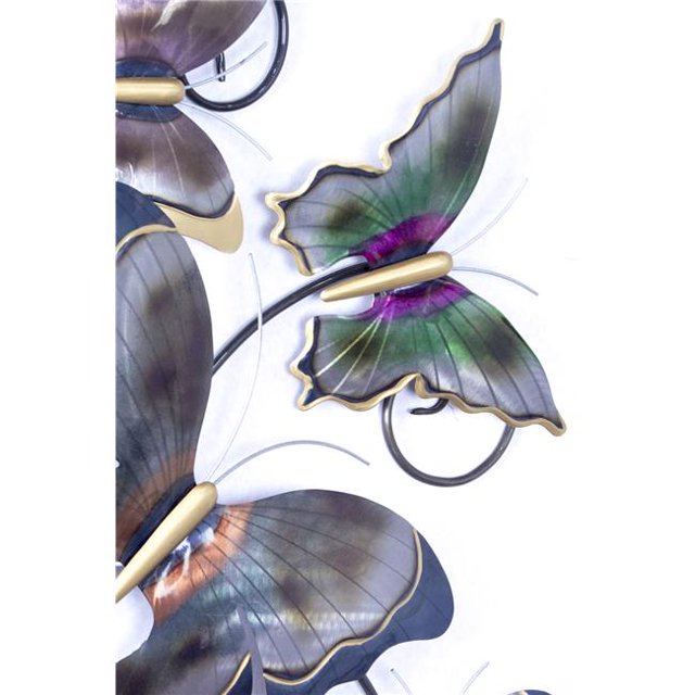 Heather Ann Creations W74104 Papillons Multiples sur un Décor Mural en Fer Frisé - Multicolore