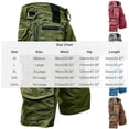 thumbnail image 4 of lcziwo Solid Color Shorts Men with Zip Pockets Denim Holiday Outdoor Trunks Beach Fishing Travel Work Shorts Red XXL, 4 of 8