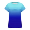 thumbnail image 5 of CQONEPT Girls Short Sleeved Shirts Color Block Crewneck Tunic Tops Summer Fashion Soft Basics Top Tee Blue 7 Years, 5 of 5