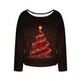 thumbnail image 5 of FDGIU Women's Christmas Long Sleeve T-Shirt - Lightweight Christmas Tree Graphic Top, Snowflake Sequined Blouse, Xmas Vacation Casual Sweatshirt, 5 of 6
