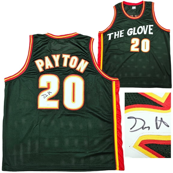 Seattle Supersonics Gary Payton Autographed Dark Green Jersey JSA 215726