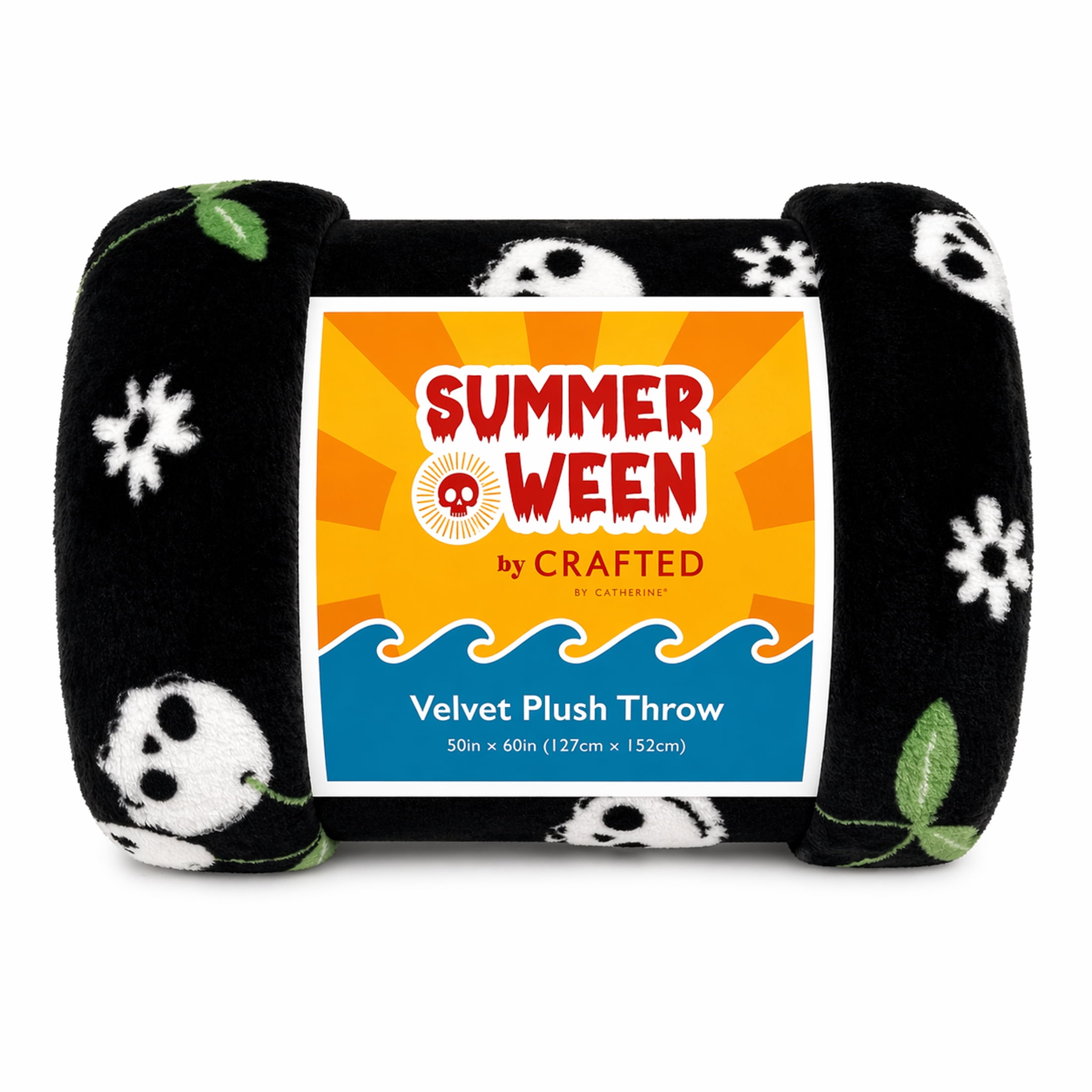 Summerween Plush Throw, 50"x60", Skull Cherries