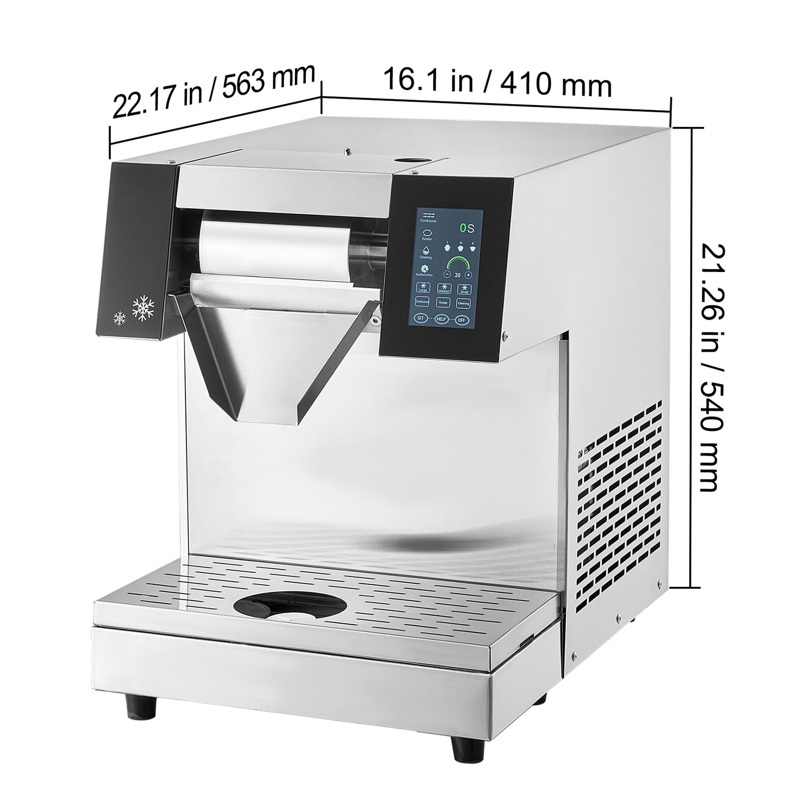 KFFKFF Industrial Snowflake Ice Producer, 573LBS/24H Snowflake Ice Creation Device, Metallic Ice Grinding Apparatus, Powered Frosty Cone Fabricator, Air Circulation Mechanism for Quick Heat Reduction