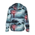 thumbnail image 3 of Uemuo Lighthouse in a Stormy Sea Pattern Women's Full Zip UPF 50+ Sun Protection Hoodie Jacket Long Sleeve Sun Shirt Hiking Outdoor Performance with Pockets-Medium, 3 of 9