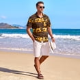 thumbnail image 7 of Hawaiian Shirts for Men Short Sleeve Aloha Button Up Shirt Summer Beach Yellow Floal Palm Tee, 7 of 7