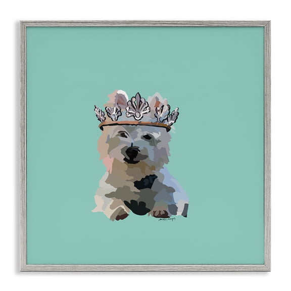 Stupell Industries Eclectic Westie Terrier with Crown Gray Framed Giclee Art, 12 x 12, by Amelia Noyes