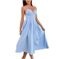 thumbnail image 2 of Aoujea Summer Dresses for Women Fashion Women Summer Sleeveless Sexy Casual Backless Solid Color V-Neck Dress Sleeveless Dresses for Women 20$ & Under Dress, 2 of 9