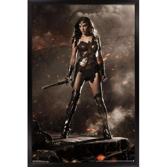 DC Comics Movie - Batman v Superman - Wonder Woman Wall Poster, 14.725" x 22.375", Framed