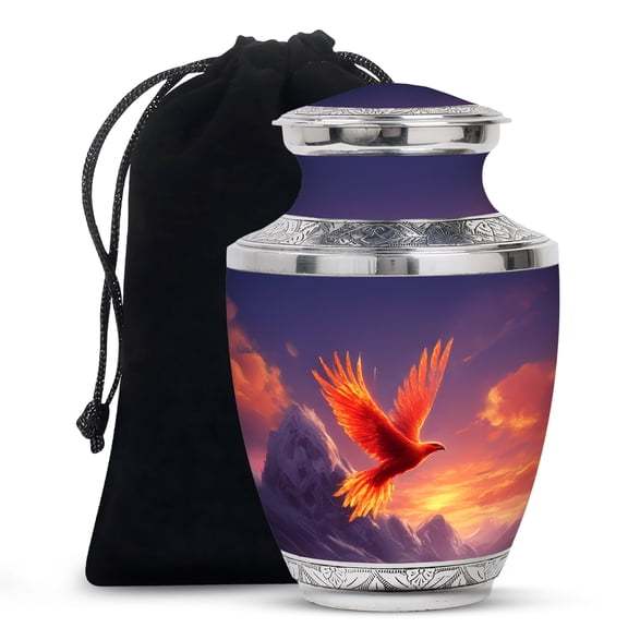 MUKTIVE Phoenix Cremation Urn for Human Ashes Mother & Father, Memorial Large Mountain Blue Burial Urns for Ashes Male & Female, Decorative Clouds Urns for Loved Ones Funeral, 10 inch