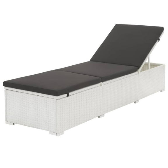 vidaXL Sun Lounger with Cushion Poly Rattan White, 43951