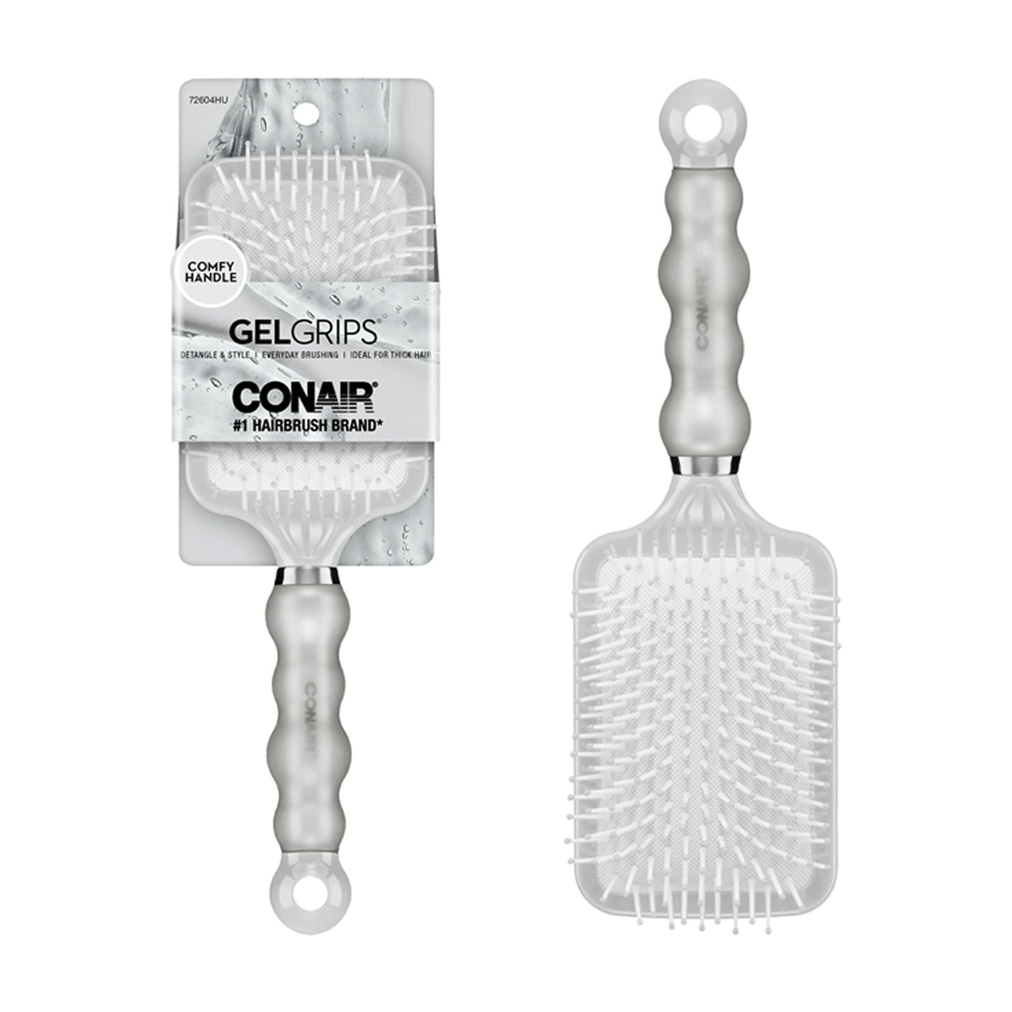 (3 pack) Conair Smooth & Effortless Ultra Paddle Hairbrush with Nylon Bristles and Comfy Handle