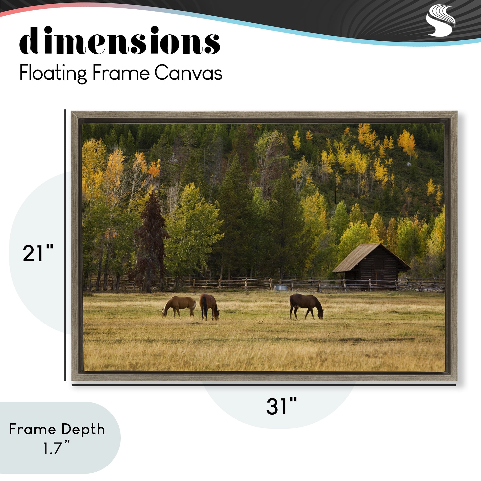 Stupell Industries Horses In Jackson Hole Brown Framed Floater Canvas Wall Art, design by Scott Stulberg