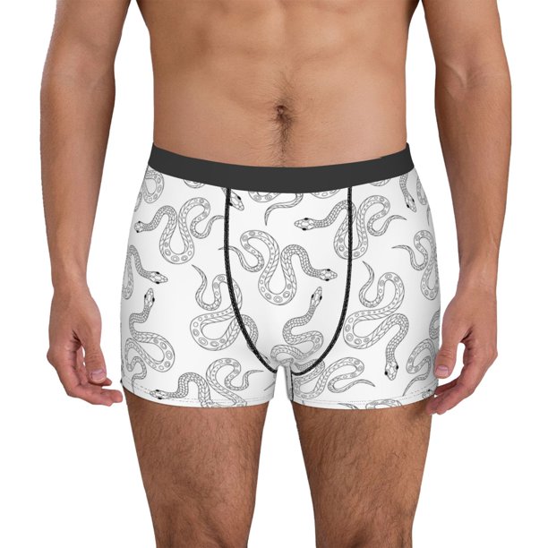 Balery Hand Drawn Snake Calzoncillos bóxer para hombre, ropa interior de algodón suave y transpirable con cinturilla de nailon-Large