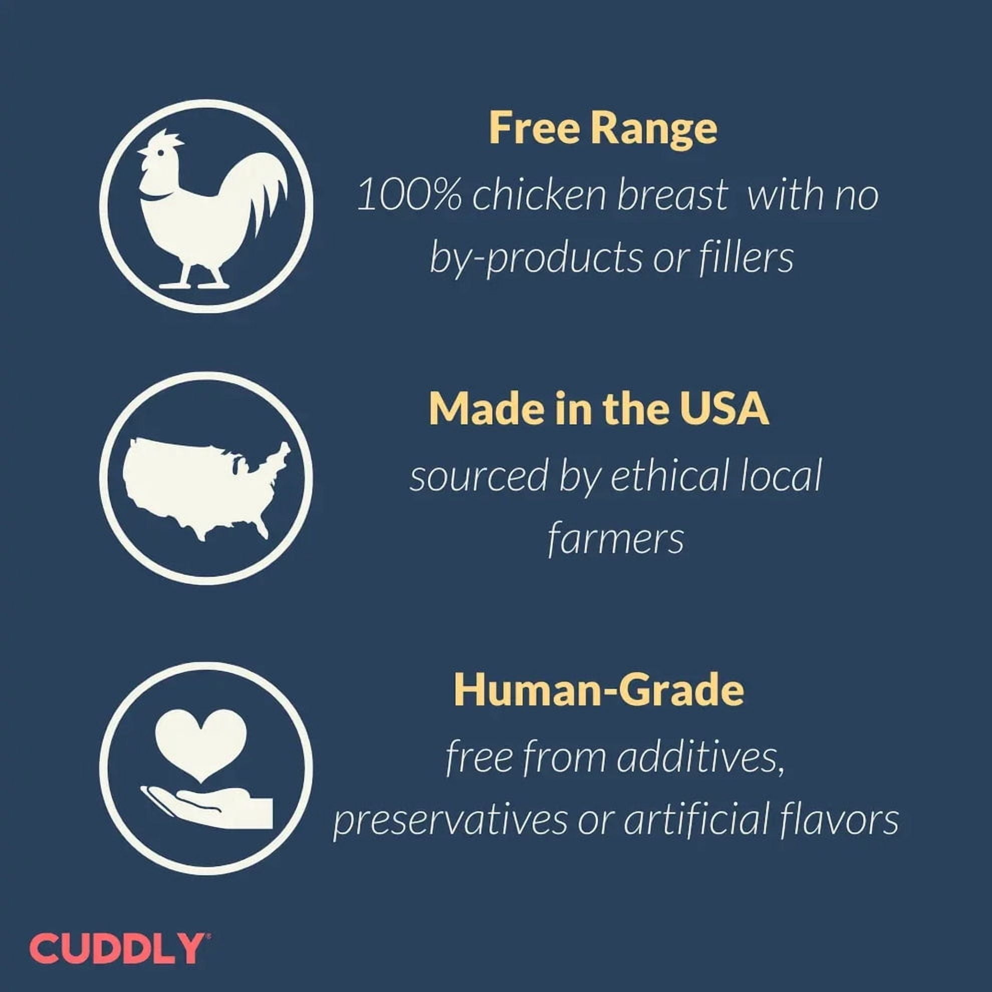 CUDDLY Chicken Crispers Dog Treats, Single-Ingredient Freeze-Dried Chicken Breast, High-Protein, 12 oz