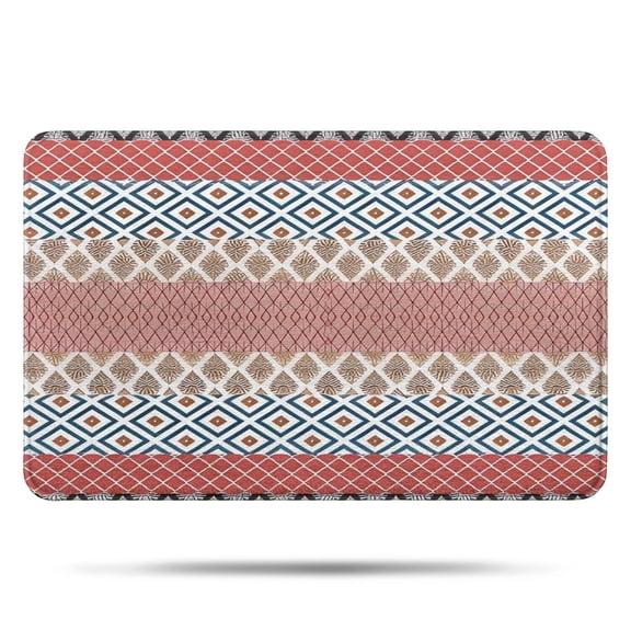 Multicolor Geometric Boho Pattern Bathroom Rugs Mat,Non Slip Microfiber Bathroom Rug,Rubber Backing,Soft Bathroom Mats for Bathroom Floor,Tub and Shower,17x27in(43x68cm)