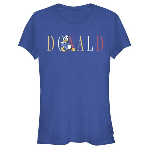 Junior's Mickey & Friends Donald Duck Colorful Text Graphic Tee Royal Blue Medium