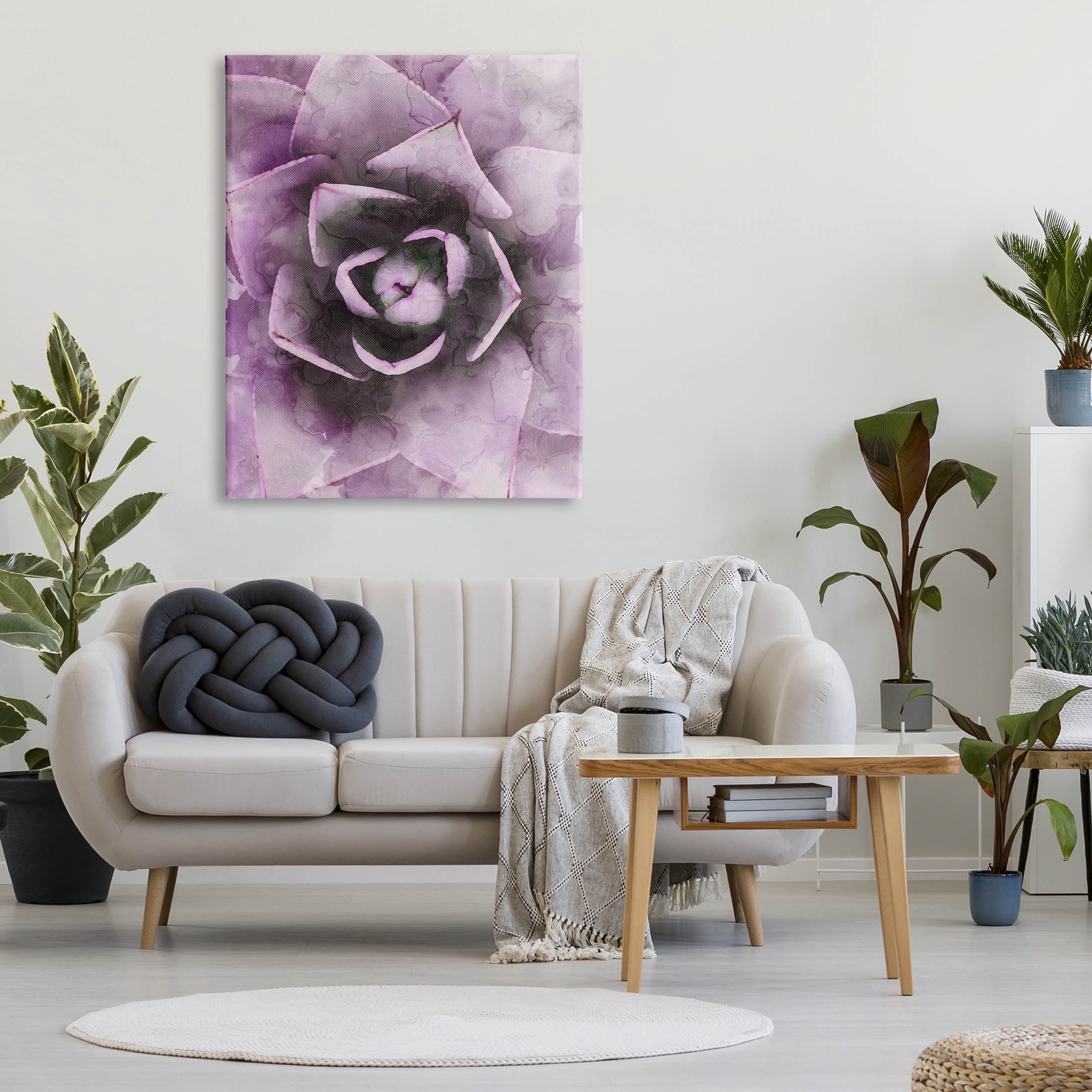 Modern Purple Succulent Leaves Botanical & Floral Graphic Art Gallery Wrapped Canvas Print Wall Art