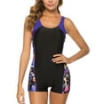 thumbnail image 2 of Womens Boyleg One Piece Swimsuits Bathing Suit with Shorts Competition Racerback Athletic Swimwear Teens Girl, 2 of 5